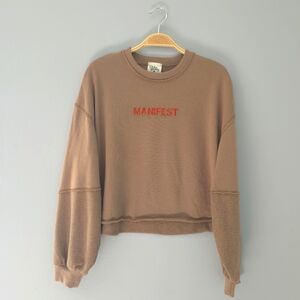 French Terry Long Sleeve Crewneck Cropped T-shirt Sweater